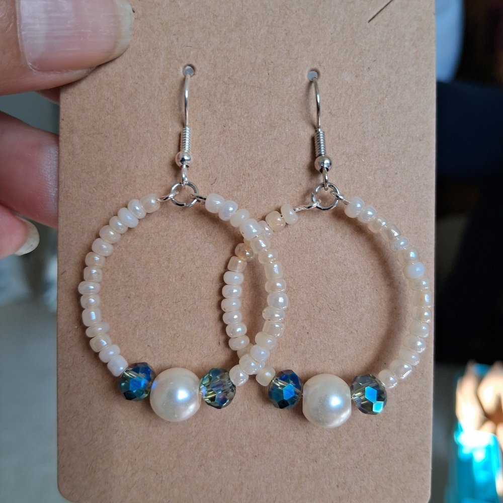 Chic Pearl and Bead Hoop Earrings